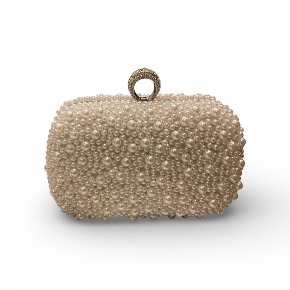 NWT Boutique Pearl Beaded Evening Cocktail Clutch - Picture 1 of 8
